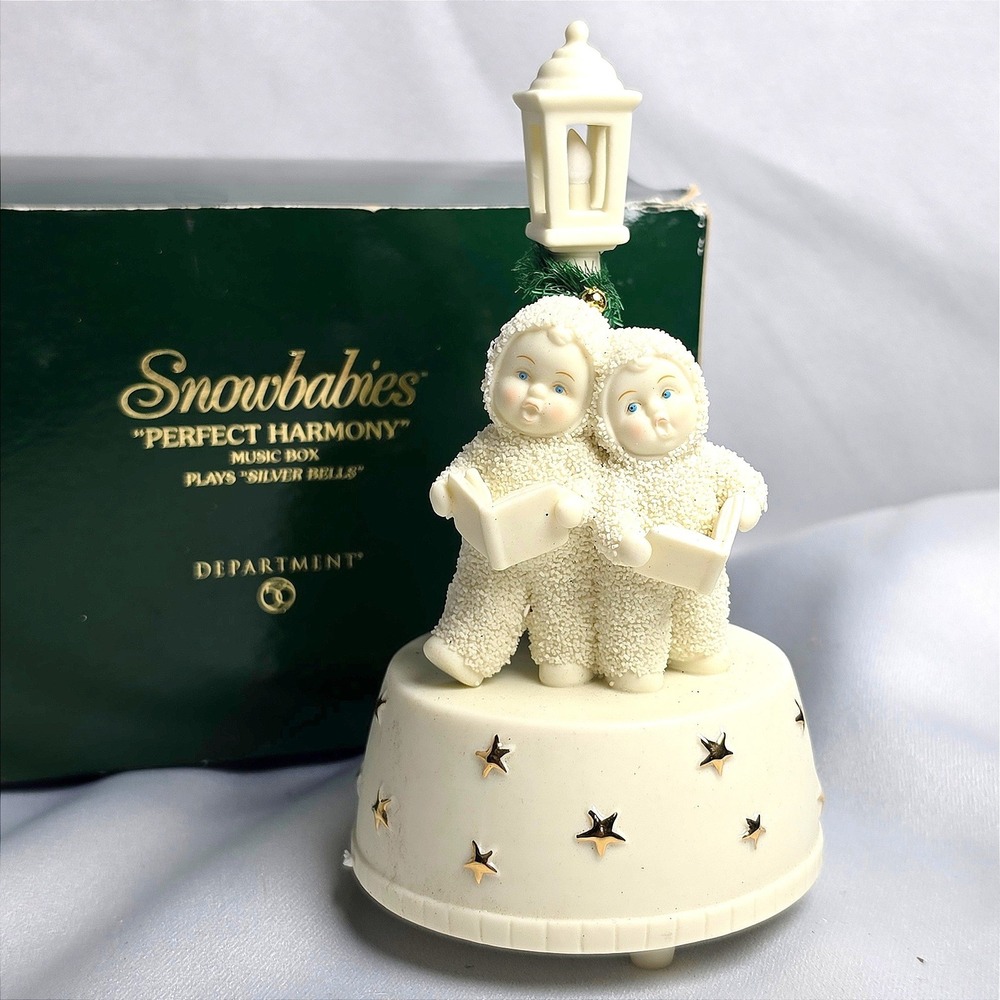 Dept 56 Snowbabies Perfect Harmony Music Box Plays Silver Bells Vintage Holiday